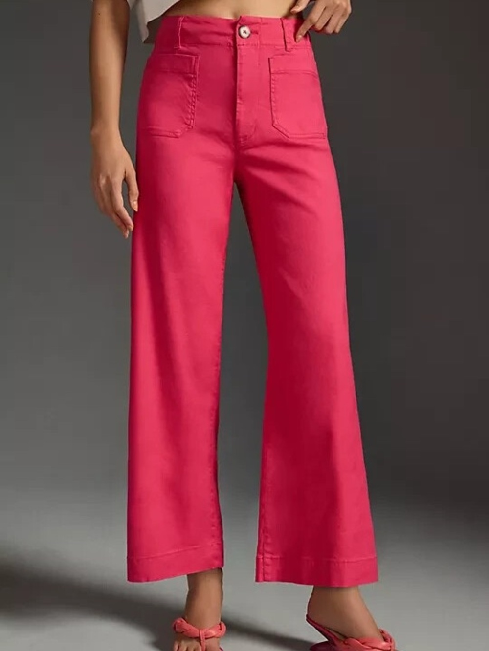 Anthropologie Maeve Colette European Linen Stretch Wide Leg Pants Pink